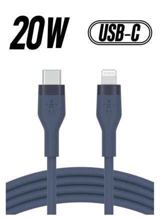 BoostCharge Pro Flex Silicone USB C To Lightning Cable, MFI Certified iPhone Cable 20W Fast Charging Power Delivery For iPhone 15, 14, 13, 12, Pro, Plus, Pro Max, Mini, iPad And More - (1M) Blue - pnsku/N52881979A/45/_/1738266427/1e8a4bb8-942d-44fd-85ac-59644193b985