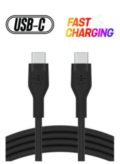 BoostCharge Flex silicone USB C charger cable USB IF certified USB C Cable To USB C Type Cable chargIng cable For iPhone 15 Samsung Galaxy S24 S23 iPad MacBook Note Pixel & more   1m black Black - pnsku/N52881980A/45/_/1738266313/cf554d60-d4c4-450f-8af4-7898361ffe45