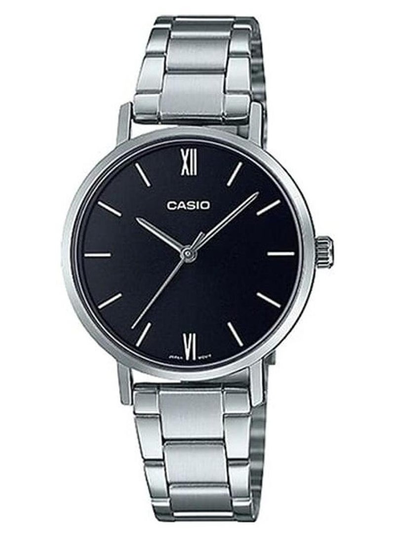 CASIO Women's Women Watch Analog Black Dial Stainless Steel Band LTP-VT02D-1AUDF - Image 1