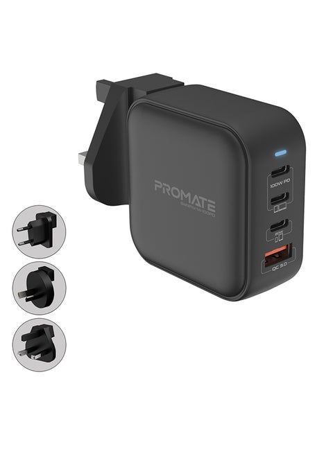 100W Power Delivery GaNFast Charger with Quick Charge 3.0 Black