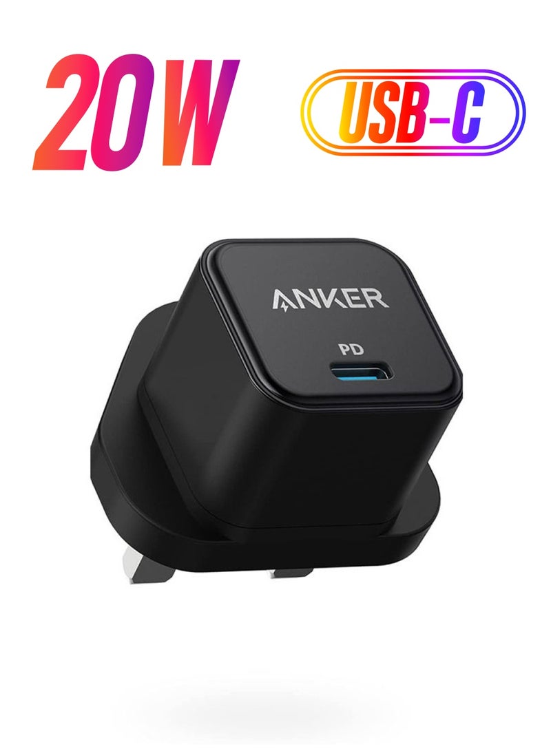 Anker - USB C Charger, 20W Fast Charger, PowerPort III 20W Cube Charger For iPhone 12/12 Mini/12 Pro/12 Pro Max/11, Galaxy, Pixel 4/3, iPad Pro And More Cable Not Included Black - Image 1