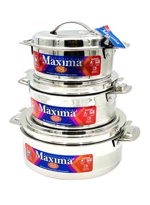 3-Piece Crystal Hot Pot Food Saver Set Silver 3-Piece
