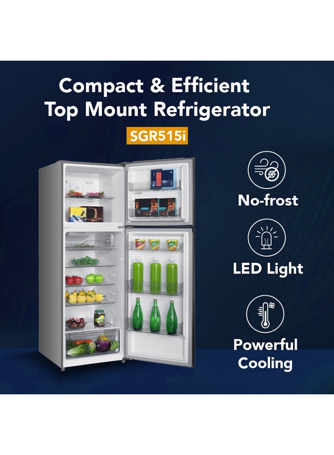 SUPER GENERAL - 500 Liter Double Door Refrigerator Frost Free Glass Shelves 410 W SGR515I Silver - Image 1