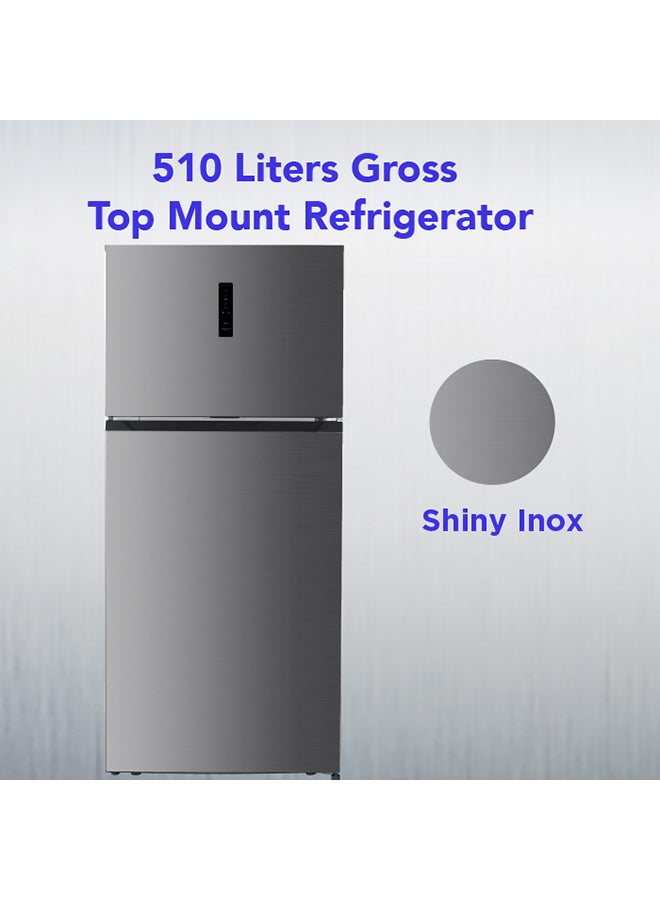 SUPER GENERAL - 500 Liter Double Door Refrigerator Frost Free Glass Shelves 410 W SGR515I Silver - Image 1