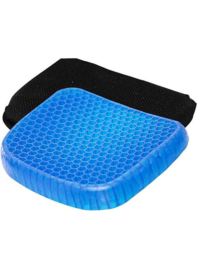 Gel Seat Cushion Breathable with Non-Slip Cover for Pressure Relief Back Tailbone Pain Blue 13x16inch - Image 1