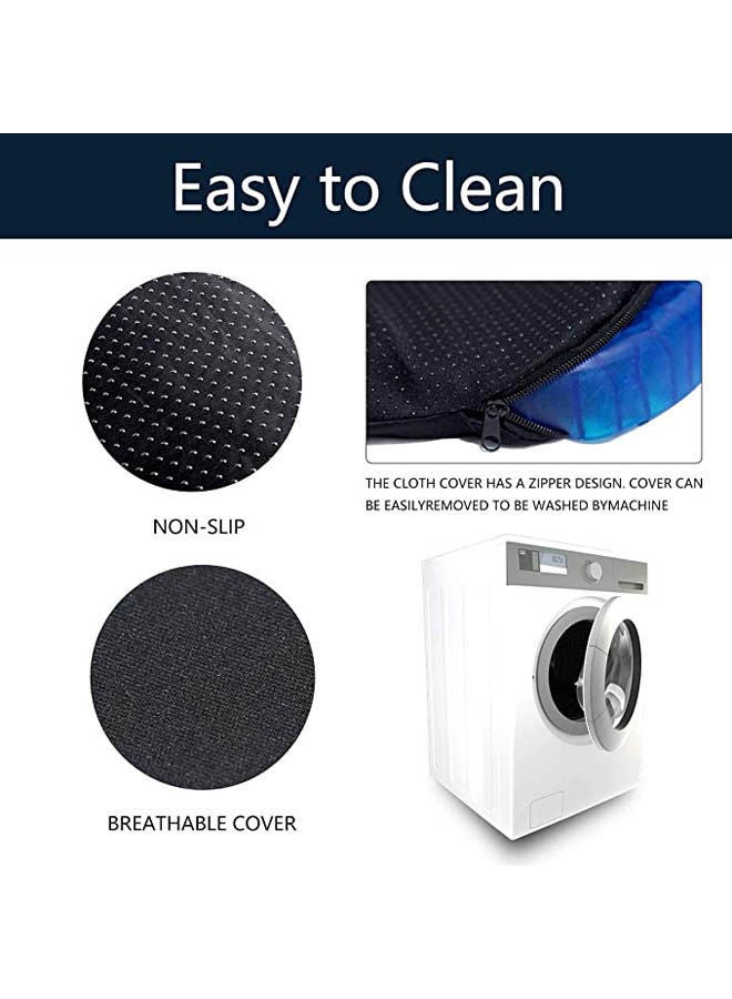 Gel Seat Cushion Breathable with Non-Slip Cover for Pressure Relief Back Tailbone Pain Blue 13x16inch - Image 2