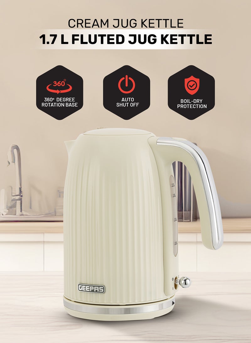 جيباس غلاية ج jug سعة 1.7 لتر - GK38068UK-CR/ دوران 360 درجة، حماية من الغليان الجاف وإيقاف تلقائي/ مثالية لغلي الماء، الحليب، الشاي/ فلتر قابل للإزالة والغسل - Image 1