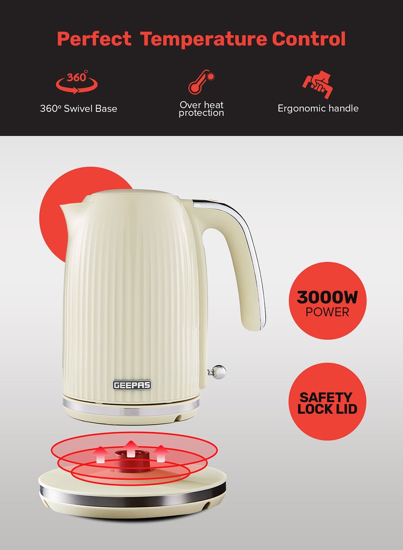 جيباس غلاية ج jug سعة 1.7 لتر - GK38068UK-CR/ دوران 360 درجة، حماية من الغليان الجاف وإيقاف تلقائي/ مثالية لغلي الماء، الحليب، الشاي/ فلتر قابل للإزالة والغسل - Image 5