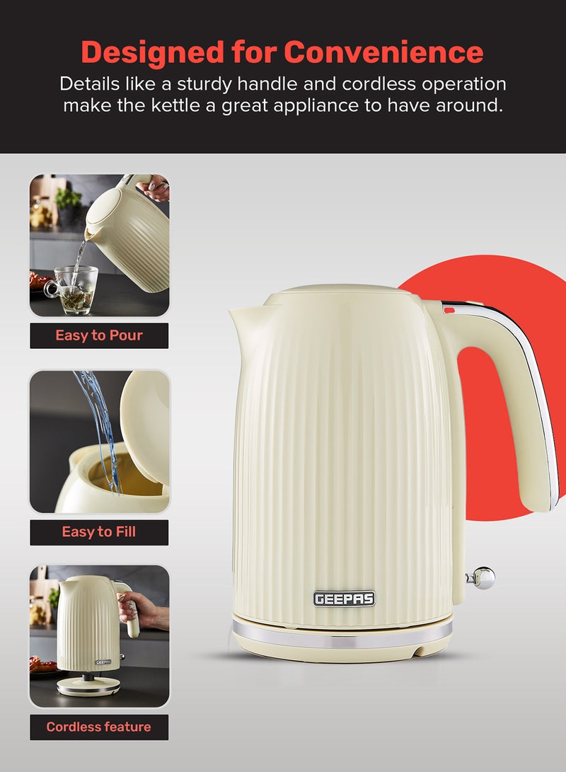 جيباس غلاية ج jug سعة 1.7 لتر - GK38068UK-CR/ دوران 360 درجة، حماية من الغليان الجاف وإيقاف تلقائي/ مثالية لغلي الماء، الحليب، الشاي/ فلتر قابل للإزالة والغسل - Image 2