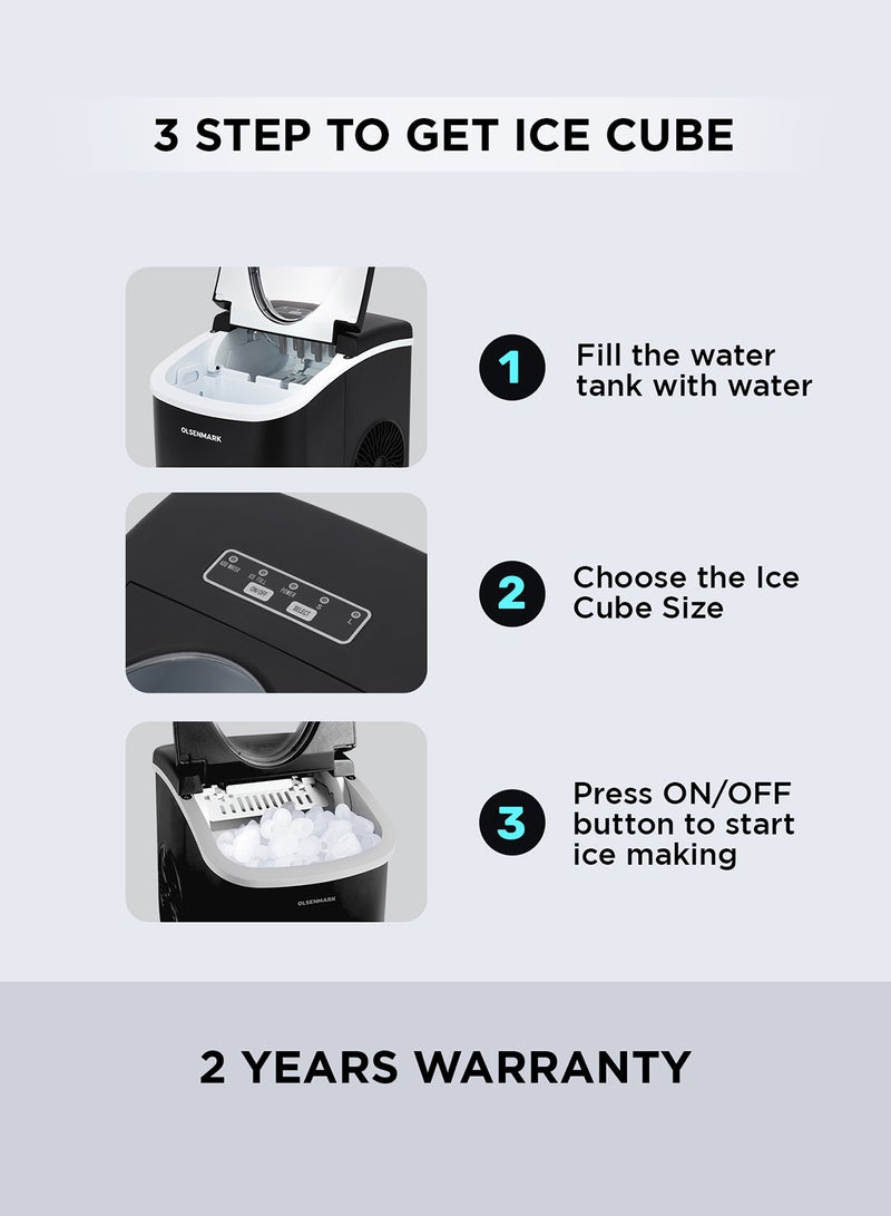 Olsenmark - Ice Maker With Plug Drain, High Speed Fan, Bullet Shaped Ices Includes Basket And Scoop, Compact And Wide Use, Perfect For Home, Restaurants, Outdoor Parties, Camps 100 W OMIM2496LR Black - Image 1