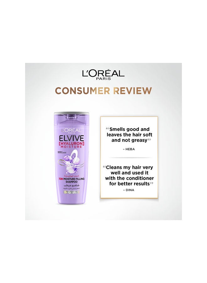 L'OREAL PARIS - Elvive Hyaluron Moisture Filling Shampoo Replumps Hair With 72H Of Hydration 400ml - Image 1