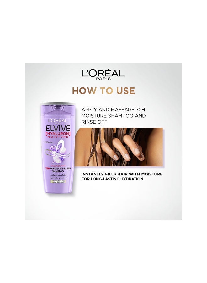L'OREAL PARIS - Elvive Hyaluron Moisture Filling Shampoo Replumps Hair With 72H Of Hydration 400ml - Image 1
