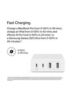 بيلكين قاعدة شحن جان USB بقدرة 108 وات للأجهزة المتعددة بمنفذي USB Type C ومنفذي USB A للشحن السريع لأجهزة ماك بوك وبرو وآير وآيفون وماكس وميني وآي باد برو وجالاكسي وغيرهم أبيض  - Image 5