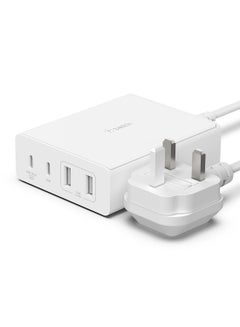 بيلكين قاعدة شحن جان USB بقدرة 108 وات للأجهزة المتعددة بمنفذي USB Type C ومنفذي USB A للشحن السريع لأجهزة ماك بوك وبرو وآير وآيفون وماكس وميني وآي باد برو وجالاكسي وغيرهم أبيض  - Image 1