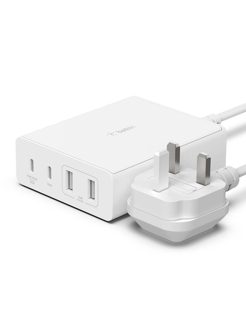 belkin - 108W GaN USB Charging Station for Multiple Devices, 2 USB Type C and 2 USB A Fast Desktop Charger Dock Hub for MacBook, Pro, Air, iPhone, Pro, Max, Mini, iPad Pro, Air, Galaxy and More White - Image 1