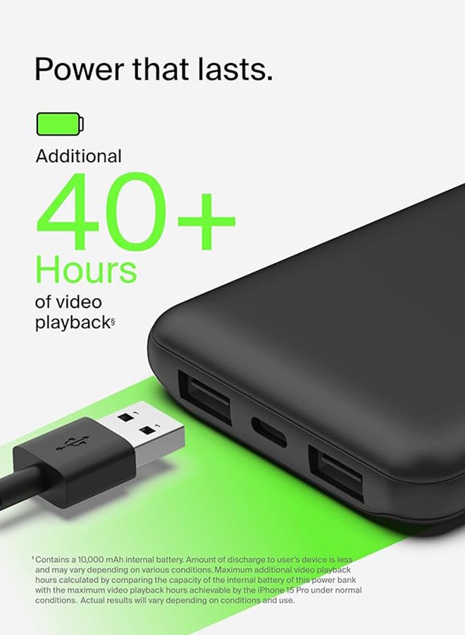 belkin 3-Port Power Bank 10K + USB-A to USB-C Cable black  - Image 5