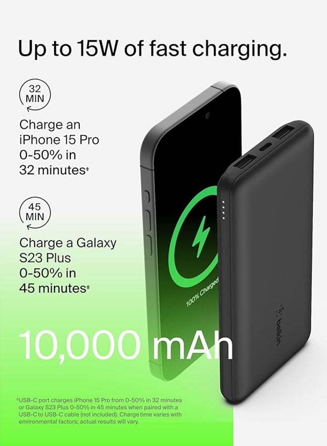 belkin - 3-Port Power Bank 10K + USB-A to USB-C Cable black - Image 1