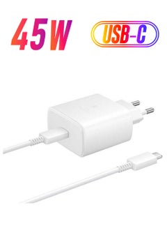 PD 45W Super Fast Charger With USB Type - C to Type - C Cable white