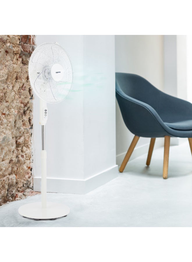 GEEPAS 16" Stand Fan, Wide Oscillation, 6PP Blades | Adjustable Height | 3 Speed Setting | Metal Safety Grill | Ideal for Home, Office, Restaurant, Etc 50 W GF9615L White - Image 4