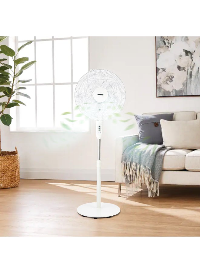 GEEPAS 16" Stand Fan, Wide Oscillation, 6PP Blades | Adjustable Height | 3 Speed Setting | Metal Safety Grill | Ideal for Home, Office, Restaurant, Etc 50 W GF9615L White - Image 1