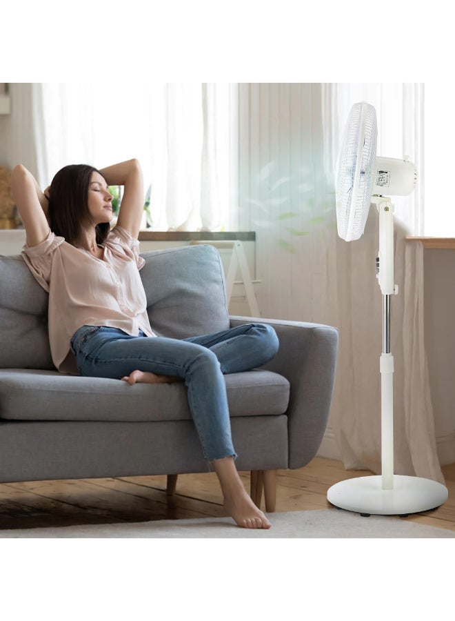 GEEPAS 16" Stand Fan, Wide Oscillation, 6PP Blades | Adjustable Height | 3 Speed Setting | Metal Safety Grill | Ideal for Home, Office, Restaurant, Etc 50 W GF9615L White - Image 2