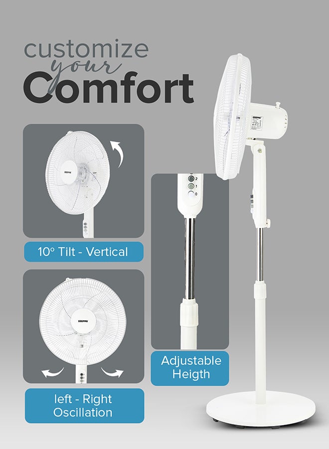 GEEPAS 16" Stand Fan, Wide Oscillation, 6PP Blades | Adjustable Height | 3 Speed Setting | Metal Safety Grill | Ideal for Home, Office, Restaurant, Etc 50 W GF9615L White - Image 5