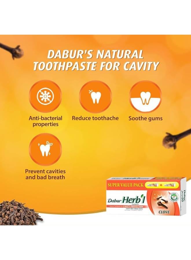 Dabur Herbal Cavity Protection Clove Toothpaste - (Pack of 2) White 140x2grams - Image 3