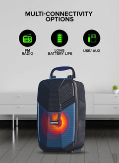 GEEPAS Portable Bluetooth Speaker With Microphone | Large Circle Dazzle LED Light Black/ Blue Black/ Blue  - Image 2