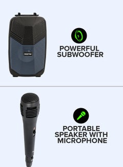 GEEPAS Portable Bluetooth Speaker With Microphone | Large Circle Dazzle LED Light Black/ Blue Black/ Blue  - Image 5