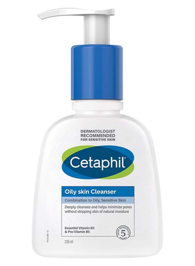 Cetaphil Oily Skin Cleanser, Combination To Oily And Sensitive Skin, Face And Body Wash For Men And Women, With Niacinamide , Unscented, Soap Free, Hypoallergenic 236ml - Image 1