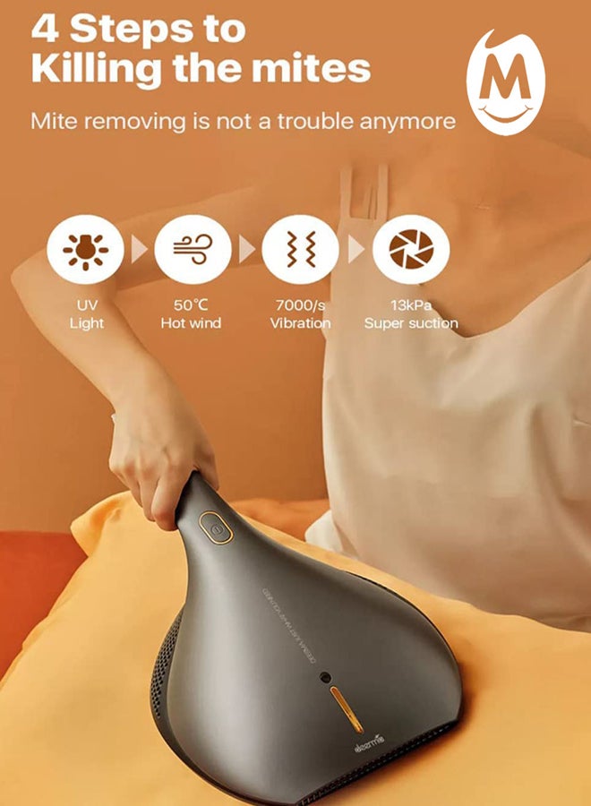 Deerma - Lightweight Dust Mite Vacuum Cleaner Powerful  Suction with HEPA Filter and UV Sterilization Vacuum Controller For Bed & Sofa EX-919 Grey 0.2 L 450 W EX-919 Grey - Image 1
