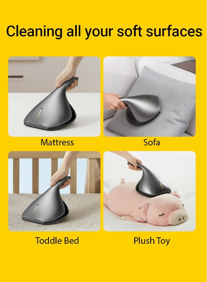 ديرما مكنسة كهربائية سلكية للأتربة والعث مزودة بذراع تحكم بقوة 13 كيلو باسكال، خفيفة الوزن ومحمولة باليد، مزودة بفلتر هيبا وتعقيم بالأشعة فوق البنفسجية للأسرة 0.2 L 450 W EX-919 رمادي - Image 2