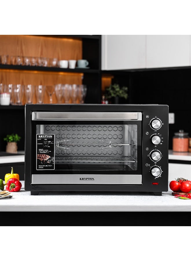 KRYPTON - 80 L Electric Oven with Rotisserie and Convection Function | 100 to 250-degree Non Step Temperature Control, 4-Setting Heating Switch perfect for Baking Cakes, Cookies, Bread, etc Heat Resistant Tempered Glass Window | Years Warranty 75 L 2800 W KNO6355 Black - Image 1