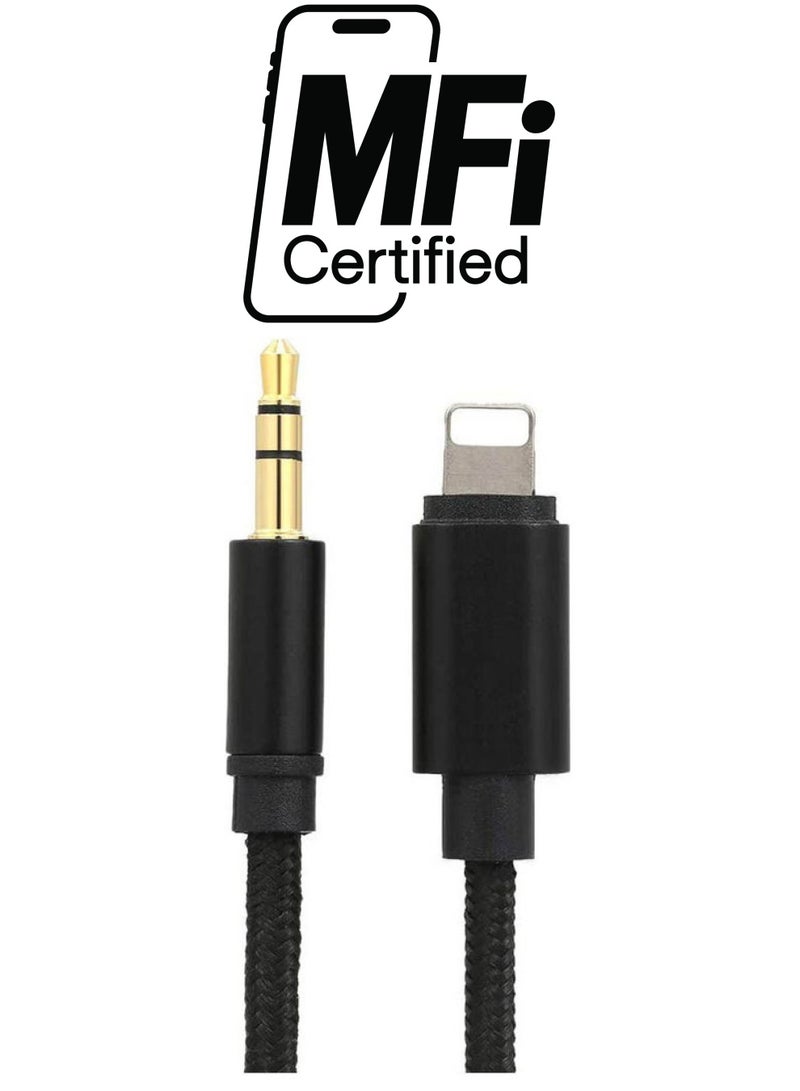 Generic - For Lightning To 3.5Mm Audio Cable Male Aux Stereo Wire Adapter Cord For Iphone 7 7 Plus 8 8 Plus X To Car Stereo Speakers Headphone Black - Image 1