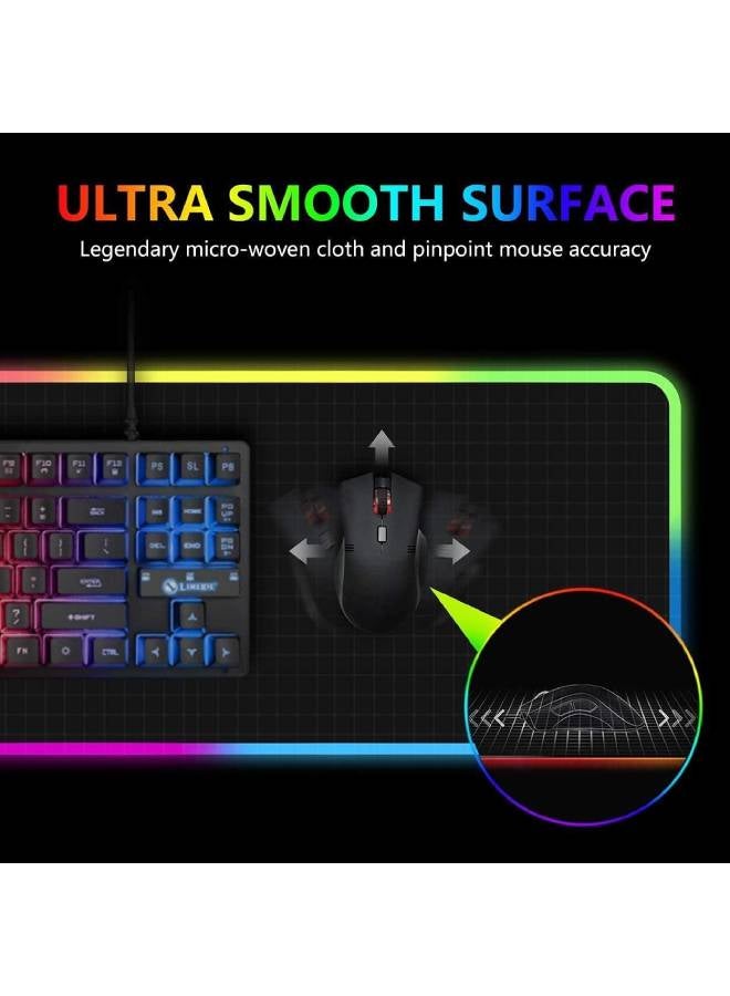 جي أم أس - لوحة ماوس ألعاب Rgb 10 أوضاع إضاءة كبيرة الحجم متوهجة LED لوحة ماوس ممتدة غير قابلة للانزلاق لوحة مفاتيح مطاطية - Image 1