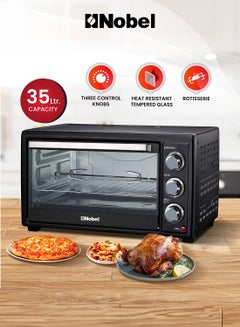 Nobel Electric Oven Black 35 Litres 1500W Stainless Steel Heating Element Rotisserie With Timer NEO36 35 L 1500 W NEO36 Black  - Image 1