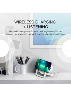 belkin BoostCharge 10W Wireless Charging Stand With Bluetooth Speaker - For iPhone 15/14 And Older, Google, Samsung, Huawei White  - Image 4