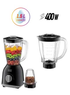 بلاك اند ديكر خلاط مع مطحنة + إبريق إضافي بسعة 1.0 لتر 1.5 L 400 W BX365J-B5 أسود  - Image 1