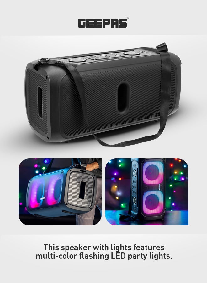 GEEPAS - Portable & Rechargeable Professional Speaker With UHF Microphone, Remote Control, TWS Connection, Bluetooth/FM Radio, Guitar Input Jack ,50000W PMPO, GMS11171,Black Black - Image 1