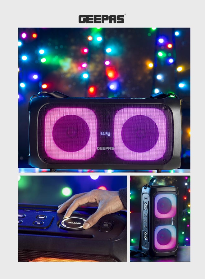 GEEPAS - Portable & Rechargeable Professional Speaker With UHF Microphone, Remote Control, TWS Connection, Bluetooth/FM Radio, Guitar Input Jack ,50000W PMPO, GMS11171,Black Black - Image 1