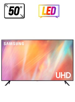 50 Inch 4K UHD Smart LED TV, HDR Crystal Processor 4K With Tizen OS, 60 Hz Refresh rates and Built-In Receiver Model (2021). UA50AU7000UXUM Black