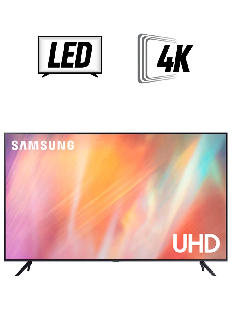 سامسونج - تلفزيون LED ذكي بجودة 4K بدقة فائقة الوضوح مع تقنية HDR ومعالج كريستال 4K ونظام تشغيل تايزن ومعدل تحديث 60 هرتز مع جهاز استقبال مدمج (إصدار 2021) UA50AU7000UXUM أسود - Image 1
