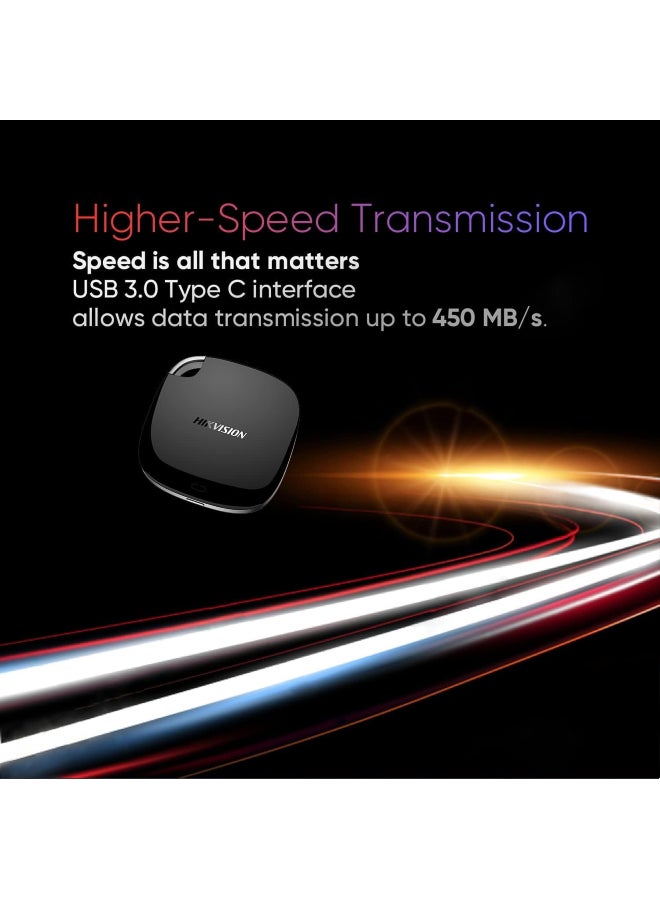 HikStorage Portable SSD External SSD Drive - USB3.1 Type-C Solid State Disk - Black 128 GB