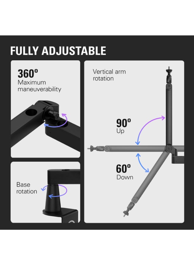 CORSAIR - Elgato Wave Mic Arm LP - Premium Low Profile Microphone Arm with Cable Management Channels, Desk Clamp, Versatile Mounting and Fully Adjustable, perfect for Podcast, Streaming, Gaming, Home Office - Image 1