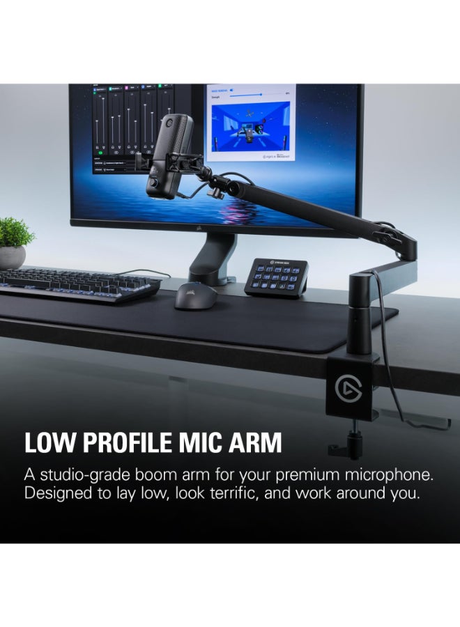 CORSAIR - Elgato Wave Mic Arm LP - Premium Low Profile Microphone Arm with Cable Management Channels, Desk Clamp, Versatile Mounting and Fully Adjustable, perfect for Podcast, Streaming, Gaming, Home Office - Image 1