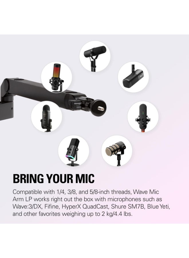 CORSAIR - Elgato Wave Mic Arm LP - Premium Low Profile Microphone Arm with Cable Management Channels, Desk Clamp, Versatile Mounting and Fully Adjustable, perfect for Podcast, Streaming, Gaming, Home Office - Image 1