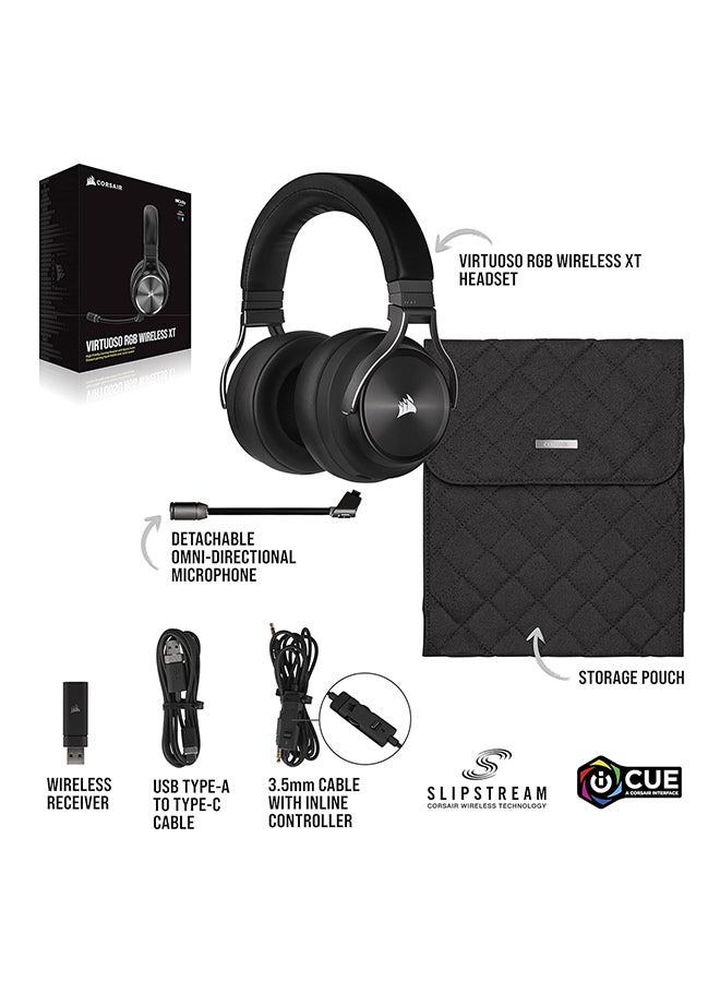 CORSAIR - CORSAIR VIRTUOSO RGB WIRELESS XT High-Fidelity Gaming Headset with Bluetooth and Spatial Audio - Works with Mac, PC, PS5, PS4, Xbox series X/S - Slate - Image 1