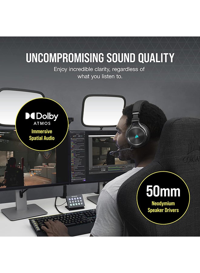 CORSAIR - CORSAIR VIRTUOSO RGB WIRELESS XT High-Fidelity Gaming Headset with Bluetooth and Spatial Audio - Works with Mac, PC, PS5, PS4, Xbox series X/S - Slate - Image 1