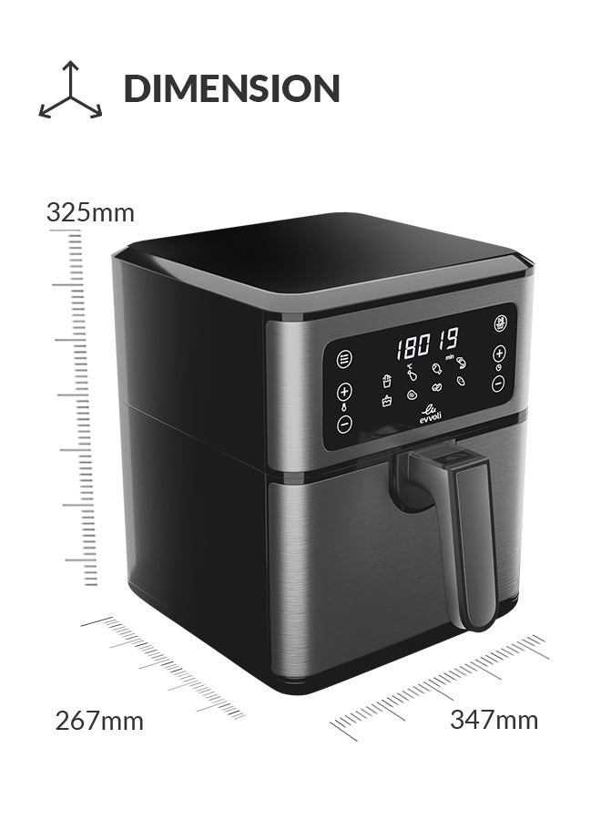 evvoli Air Fryer 8 Preset Programs With Digital Control Panel Display, Built-In Preheat Function 5.5 L 1700 W EVKA-AF5508D Grey  - Image 2