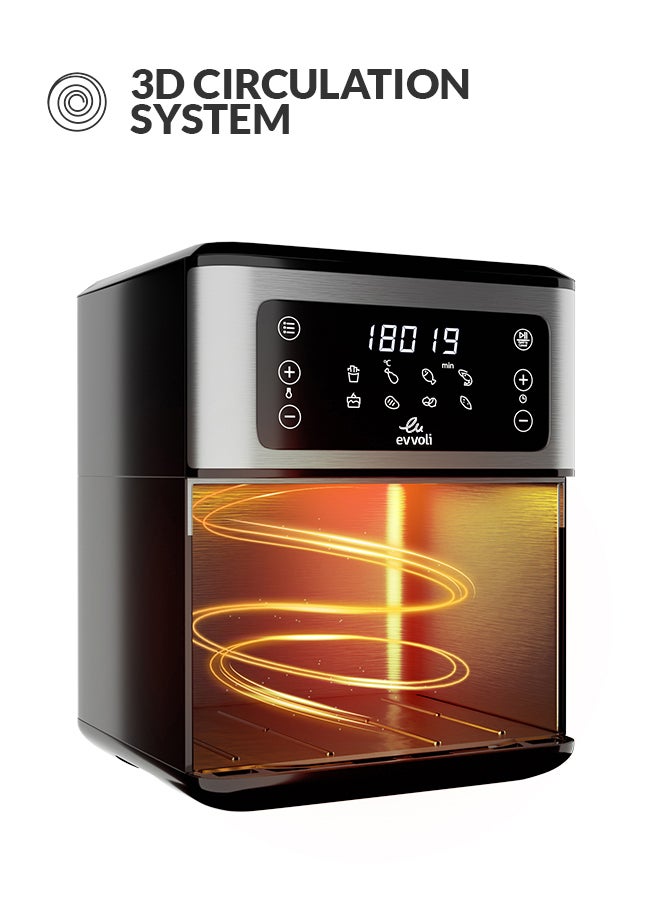 evvoli Air Fryer 8 Preset Programs With Digital Control Panel Display, Built-In Preheat Function 5.5 L 1700 W EVKA-AF5508D Grey  - Image 5